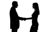 one couple man and woman handshake silhouette