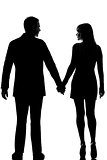rear view one lovers couple man and woman walking hand in hand s