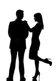 one couple man and woman standing face to face silhouette