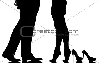 detail legs feet couple man and woman lovers teenderness silhoue
