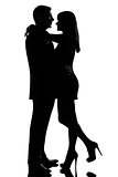 one lovers couple man and woman hugging tenderness silhouette