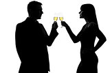 one couple man and woman drinking champagne partying toasting si