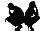 one dispute sad couple man and woman silhouette