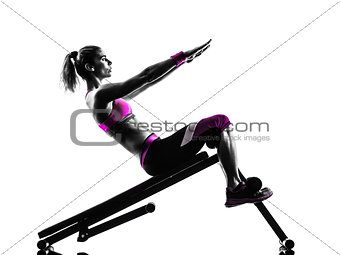 woman fitness  bench press crunches exercises
