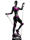 woman fitness stepper resistance bands exercises