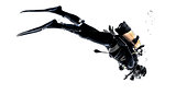 man scuba diver diving silhouette isolated