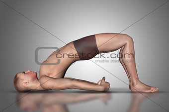 3D male figure in yoga pose