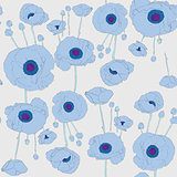 blue poppies pattern