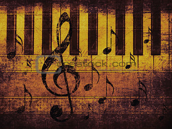 Vintage musical background with piano