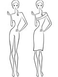 Abstract slender women two outlines