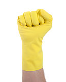 Rubber glove, making fist
