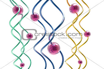 abstract spheres on spiral wires