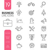 Business Strategy Thin Lines Web Icon Set