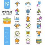 Business Strategy Thin Lines Color Web Icon Set