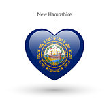 Love New Hampshire state symbol. Heart flag icon.