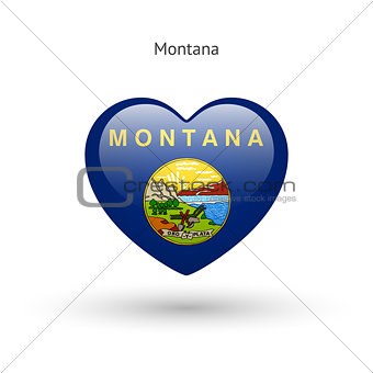 Love Montana state symbol. Heart flag icon.