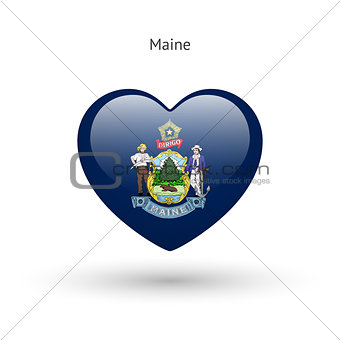 Love Maine state symbol. Heart flag icon.