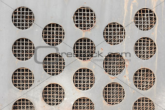 Abstract Metal Grid Circles Background