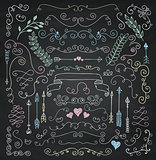 Vector Chalk Drawing Rustic Floral Design Elements