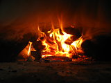 Fire wood burning in the furnace