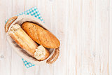 Fresh french bread in basket