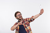 Bearded man with smartphone