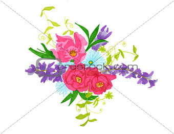 Colorful flowers bouquet  Illustration