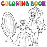 Coloring book girl with dress theme