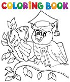 Coloring book owl teacher theme 1