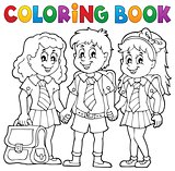 Coloring book with school pupils