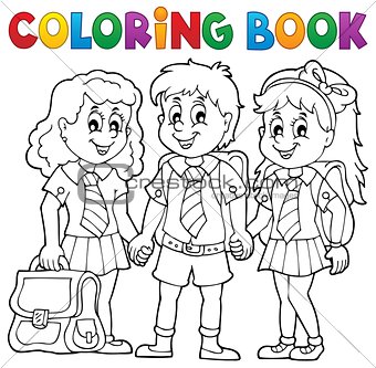 Coloring book with school pupils