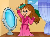 Girl combing hair theme 2