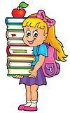 Girl holding books theme image 1