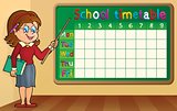 School timetable with woman teacher