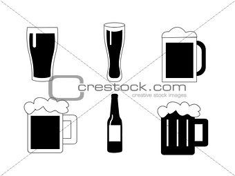 Beer vector icons set 