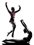 Rhythmic Gymnastics woman  little girl child  teenager silhouett