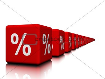 A Bunch of Red Cubes with Percent symbols