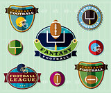 American Fantasy Football Emblems Set Illustration
