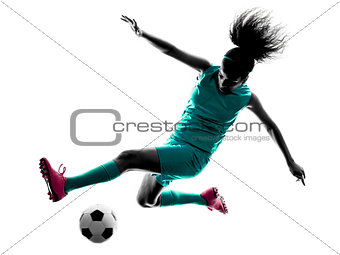 teenager girl child  soccer player isolated silhouette