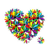 Colorful floral heart for your design