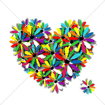Colorful floral heart for your design
