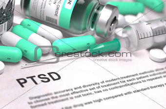 Diagnosis - PTSD. Medical Concept with Blurred Background.