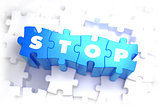 Stop - White Word on Blue Puzzles.