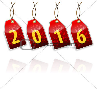 Red hanging tags with the 2016 year digits