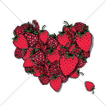 Berries heart, sketch for your design