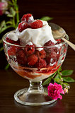 raspberries dessert with Ice cream