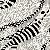 Abstract zentangle doodle waves seamless pattern.