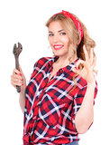 girl showing ok hand gesture pinup