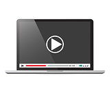 Laptop with Media player vector illustration