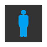 Man flat blue and gray colors rounded button